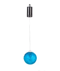 Christmas Tree Decorations Evergreen 5 In. Shatterproof Outdoor Safe Battery Operated LED Ball Christmas Ornament, Blue