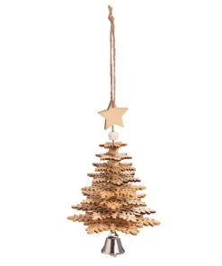 Christmas Tree Decorations Evergreen 4 In. Wood Christmas Tree 3D Christmas Ornament
