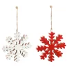 Christmas Tree Decorations Evergreen 6 In. Red And White Wood Snowflake Christmas Ornaments (2-Pack)