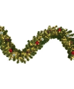 Christmas Greenery Fraser Hill Farm 6 Ft. Pre-Lit Artificial Christmas Garland With Pine Cones