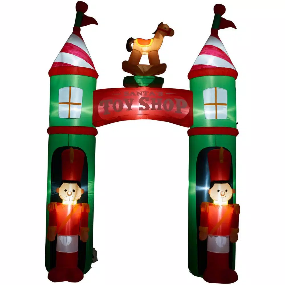 Outdoor Christmas Decorations Fraser Hill Farm 10 Ft. Santa’s Toy Shop Archway Inflatable With Lights 5 Outdoor Christmas Decorations Fraser Hill Farm 10 Ft. Santa’s Toy Shop Archway Inflatable With Lights - Image 5
