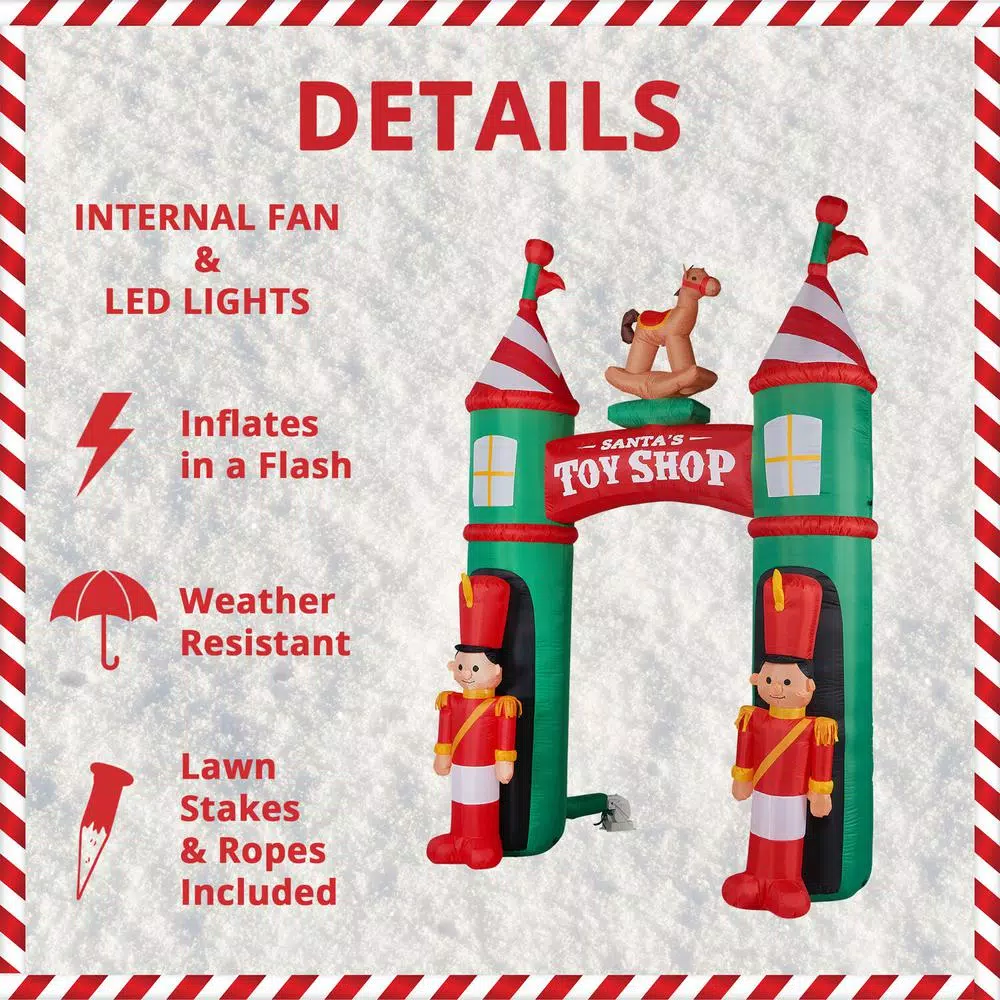 Outdoor Christmas Decorations Fraser Hill Farm 10 Ft. Santa’s Toy Shop Archway Inflatable With Lights 4 Outdoor Christmas Decorations Fraser Hill Farm 10 Ft. Santa’s Toy Shop Archway Inflatable With Lights - Image 4