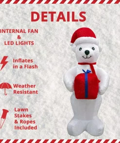 Outdoor Christmas Decorations Fraser Hill Farm 8 Ft. Pre-Lit Plush Polar Bear Christmas Inflatable -Christmas Tree Decorations Shop fraser hill farm christmas inflatables fhfinplrbr08 1l 40 1000