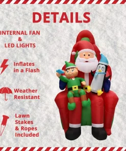 Outdoor Christmas Decorations Fraser Hill Farm 10 Ft. Pre-Lit Santa, Elf And Penguin Christmas Inflatable -Christmas Tree Decorations Shop fraser hill farm christmas inflatables fhfinsanta010 1l 40 1000