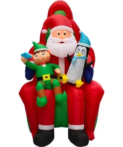 Outdoor Christmas Decorations Fraser Hill Farm 10 Ft. Pre-Lit Santa, Elf And Penguin Christmas Inflatable -Christmas Tree Decorations Shop fraser hill farm christmas inflatables fhfinsanta010 1l 76 1000