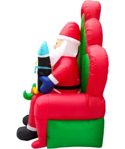 Outdoor Christmas Decorations Fraser Hill Farm 10 Ft. Pre-Lit Santa, Elf And Penguin Christmas Inflatable -Christmas Tree Decorations Shop fraser hill farm christmas inflatables fhfinsanta010 1l c3 1000