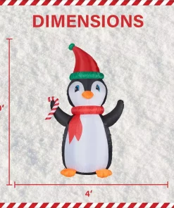 Outdoor Christmas Decorations Fraser Hill Farm 10 Ft. Penguin And Candy Cane Christmas Inflatable With Lights -Christmas Tree Decorations Shop fraser hill farm christmas inflatables fhfpengn101 l 40 1000