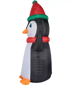 Outdoor Christmas Decorations Fraser Hill Farm 10 Ft. Penguin And Candy Cane Christmas Inflatable With Lights -Christmas Tree Decorations Shop fraser hill farm christmas inflatables fhfpengn101 l c3 1000