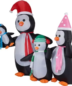 Outdoor Christmas Decorations Fraser Hill Farm 10 Ft. Penguin Family Christmas Inflatable With Lights -Christmas Tree Decorations Shop fraser hill farm christmas inflatables fhfpengnf101 l 1d 1000