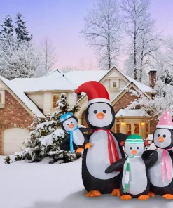 Outdoor Christmas Decorations Fraser Hill Farm 10 Ft. Penguin Family Christmas Inflatable With Lights -Christmas Tree Decorations Shop fraser hill farm christmas inflatables fhfpengnf101 l 31 1000