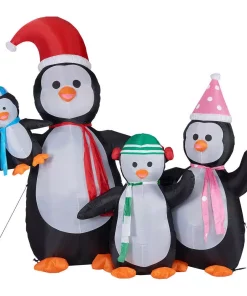 Outdoor Christmas Decorations Fraser Hill Farm 10 Ft. Penguin Family Christmas Inflatable With Lights -Christmas Tree Decorations Shop fraser hill farm christmas inflatables fhfpengnf101 l 4f 1000