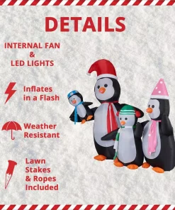 Outdoor Christmas Decorations Fraser Hill Farm 10 Ft. Penguin Family Christmas Inflatable With Lights -Christmas Tree Decorations Shop fraser hill farm christmas inflatables fhfpengnf101 l a0 1000