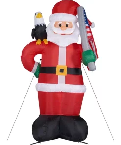 Outdoor Christmas Decorations Fraser Hill Farm 8 Ft. Americana Santa With Bald Eagle Christmas Inflatable With Lights -Christmas Tree Decorations Shop fraser hill farm christmas inflatables fhfsanta081 l 1f 1000