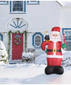 Outdoor Christmas Decorations Fraser Hill Farm 8 Ft. Americana Santa With Bald Eagle Christmas Inflatable With Lights -Christmas Tree Decorations Shop fraser hill farm christmas inflatables fhfsanta081 l 31 1000