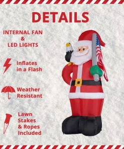 Outdoor Christmas Decorations Fraser Hill Farm 8 Ft. Americana Santa With Bald Eagle Christmas Inflatable With Lights -Christmas Tree Decorations Shop fraser hill farm christmas inflatables fhfsanta081 l a0 1000
