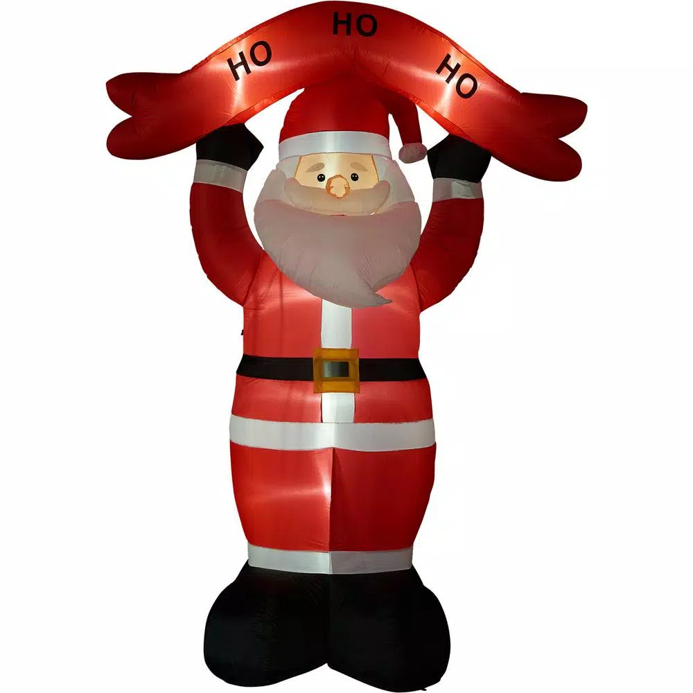Outdoor Christmas Decorations Fraser Hill Farm 10 Ft. Santa Claus With HO HO HO Sign Christmas Inflatable With Lights 5 Outdoor Christmas Decorations Fraser Hill Farm 10 Ft. Santa Claus With HO HO HO Sign Christmas Inflatable With Lights - Image 5