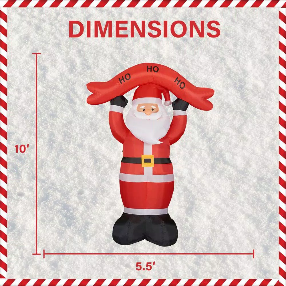 Outdoor Christmas Decorations Fraser Hill Farm 10 Ft. Santa Claus With HO HO HO Sign Christmas Inflatable With Lights 3 Outdoor Christmas Decorations Fraser Hill Farm 10 Ft. Santa Claus With HO HO HO Sign Christmas Inflatable With Lights - Image 3