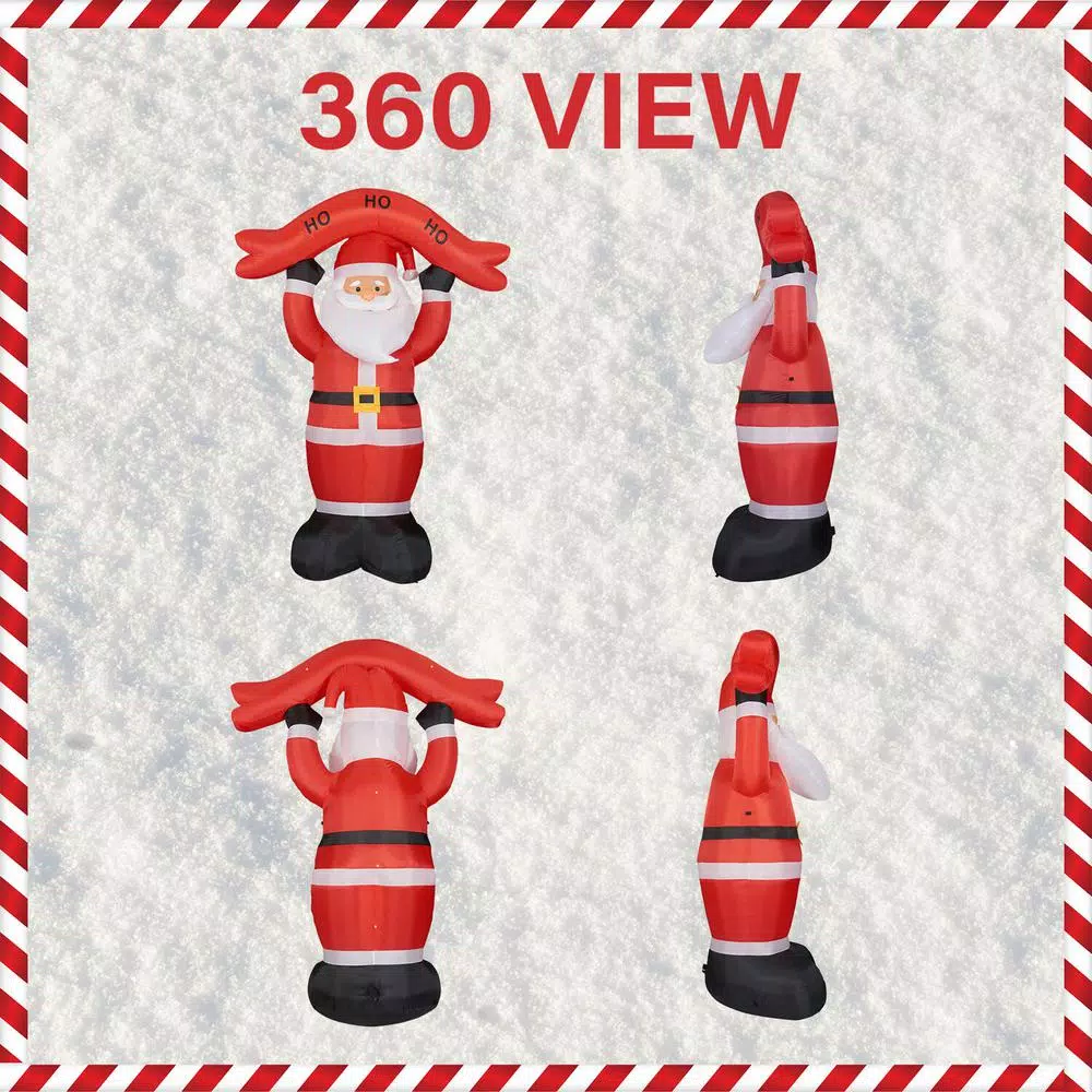 Outdoor Christmas Decorations Fraser Hill Farm 10 Ft. Santa Claus With HO HO HO Sign Christmas Inflatable With Lights 2 Outdoor Christmas Decorations Fraser Hill Farm 10 Ft. Santa Claus With HO HO HO Sign Christmas Inflatable With Lights - Image 2