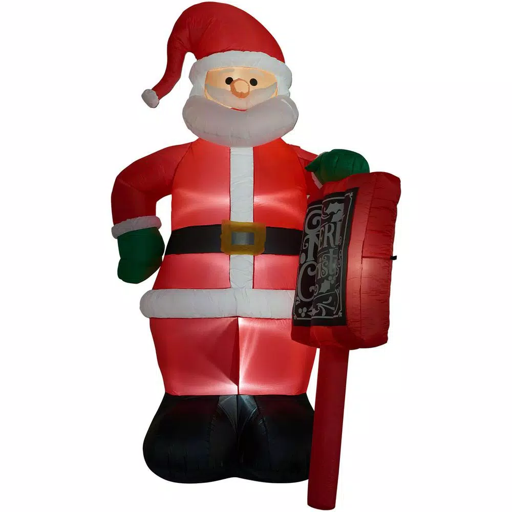 Outdoor Christmas Decorations Fraser Hill Farm 10 Ft. Santa Claus With Sign Christmas Inflatable With Lights 5 Outdoor Christmas Decorations Fraser Hill Farm 10 Ft. Santa Claus With Sign Christmas Inflatable With Lights - Image 5