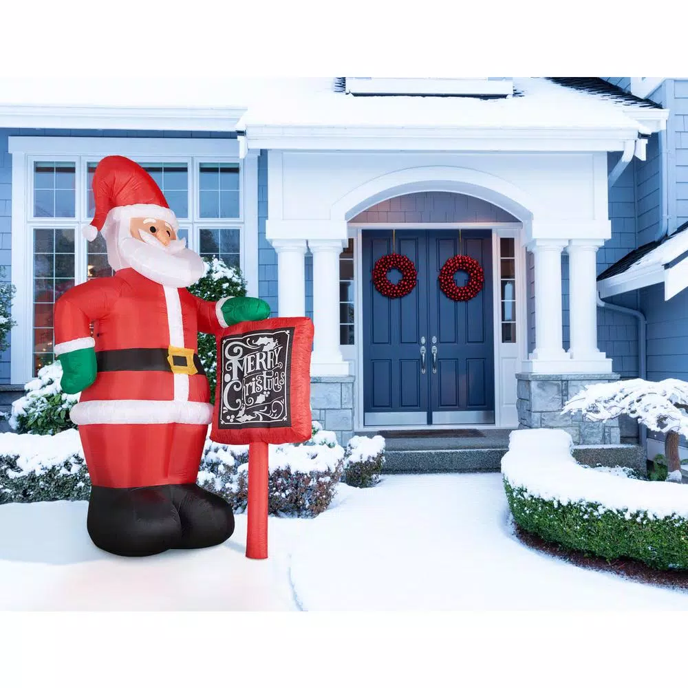 Outdoor Christmas Decorations Fraser Hill Farm 10 Ft. Santa Claus With Sign Christmas Inflatable With Lights 10 Outdoor Christmas Decorations Fraser Hill Farm 10 Ft. Santa Claus With Sign Christmas Inflatable With Lights - Image 10