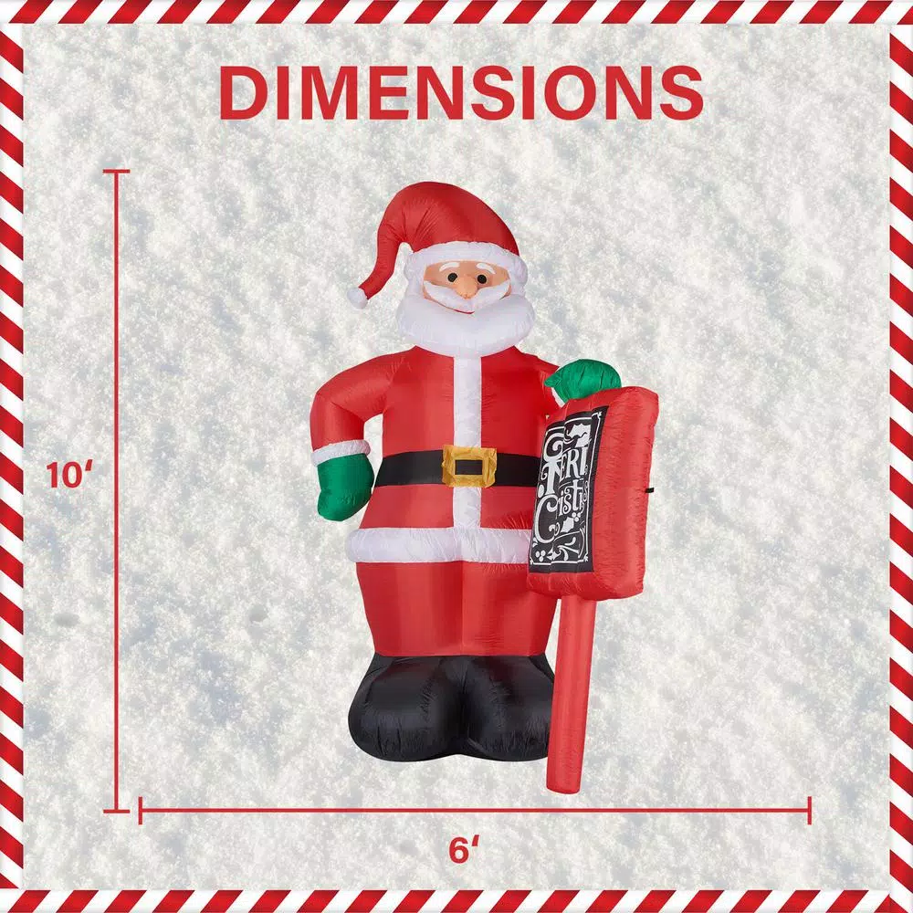 Outdoor Christmas Decorations Fraser Hill Farm 10 Ft. Santa Claus With Sign Christmas Inflatable With Lights 3 Outdoor Christmas Decorations Fraser Hill Farm 10 Ft. Santa Claus With Sign Christmas Inflatable With Lights - Image 3