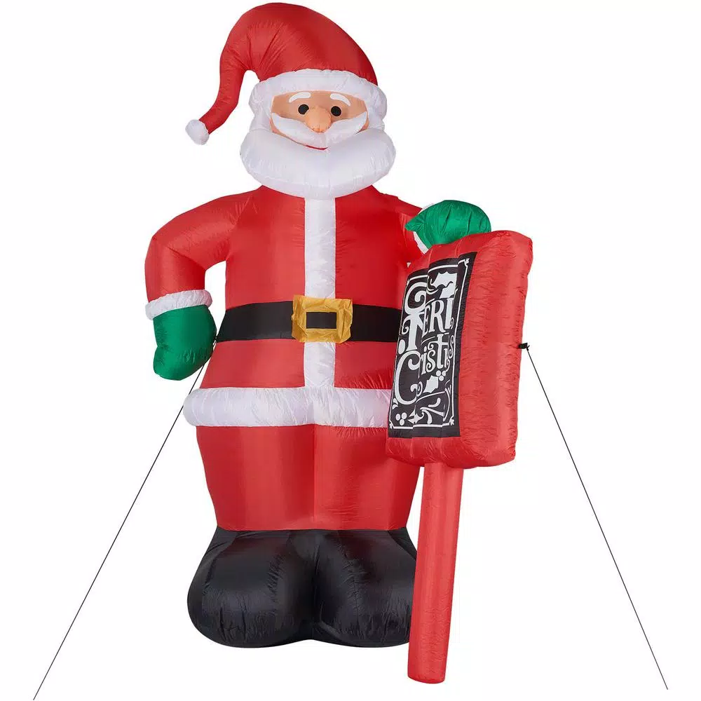 Outdoor Christmas Decorations Fraser Hill Farm 10 Ft. Santa Claus With Sign Christmas Inflatable With Lights 9 Outdoor Christmas Decorations Fraser Hill Farm 10 Ft. Santa Claus With Sign Christmas Inflatable With Lights - Image 9