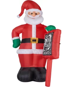 Outdoor Christmas Decorations Fraser Hill Farm 10 Ft. Santa Claus With Sign Christmas Inflatable With Lights