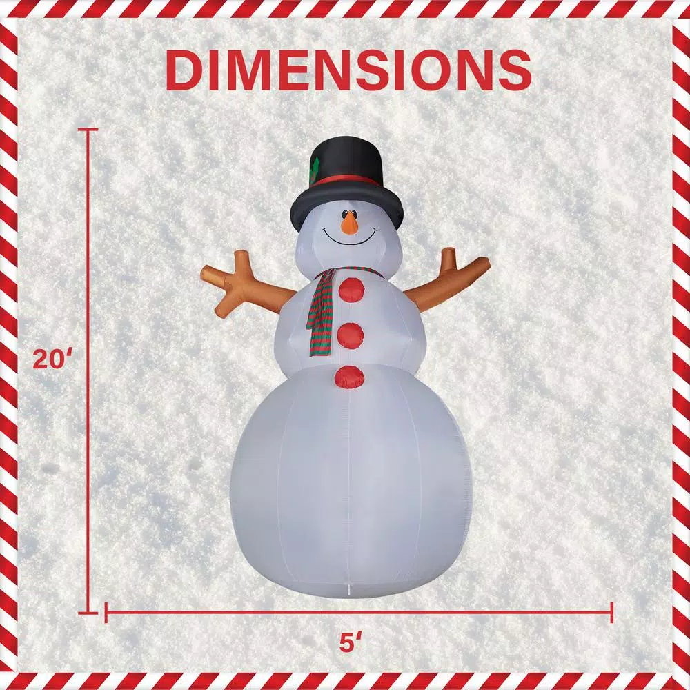 Outdoor Christmas Decorations Fraser Hill Farm 20 Ft. Jolly Snowman Christmas Inflatable With Lights 3 Outdoor Christmas Decorations Fraser Hill Farm 20 Ft. Jolly Snowman Christmas Inflatable With Lights - Image 3