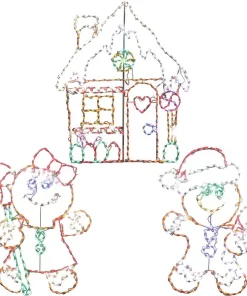 Christmas Lights Fraser Hill Farm 5.5 Ft. 862-Light Multi-Color Gingerbread Set Novelty Light (3-Piece)