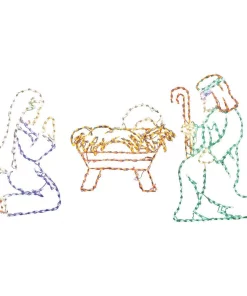 Christmas Lights Fraser Hill Farm 4 Ft. 533-Light Multi-Color Nativity Set Novelty Light (3-Piece)