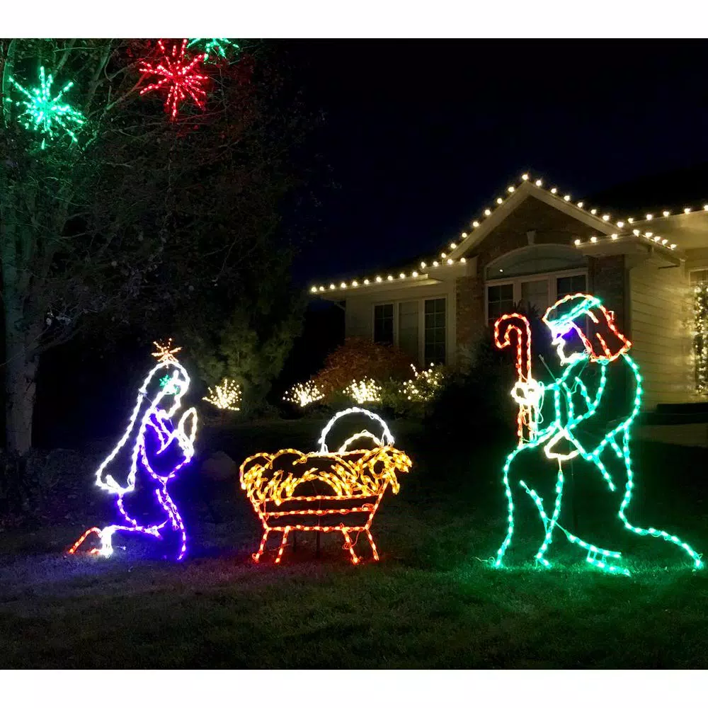 Christmas Lights Fraser Hill Farm 4 Ft. 533-Light Multi-Color Nativity Set Novelty Light (3-Piece) 2 Christmas Lights Fraser Hill Farm 4 Ft. 533-Light Multi-Color Nativity Set Novelty Light (3-Piece) - Image 2