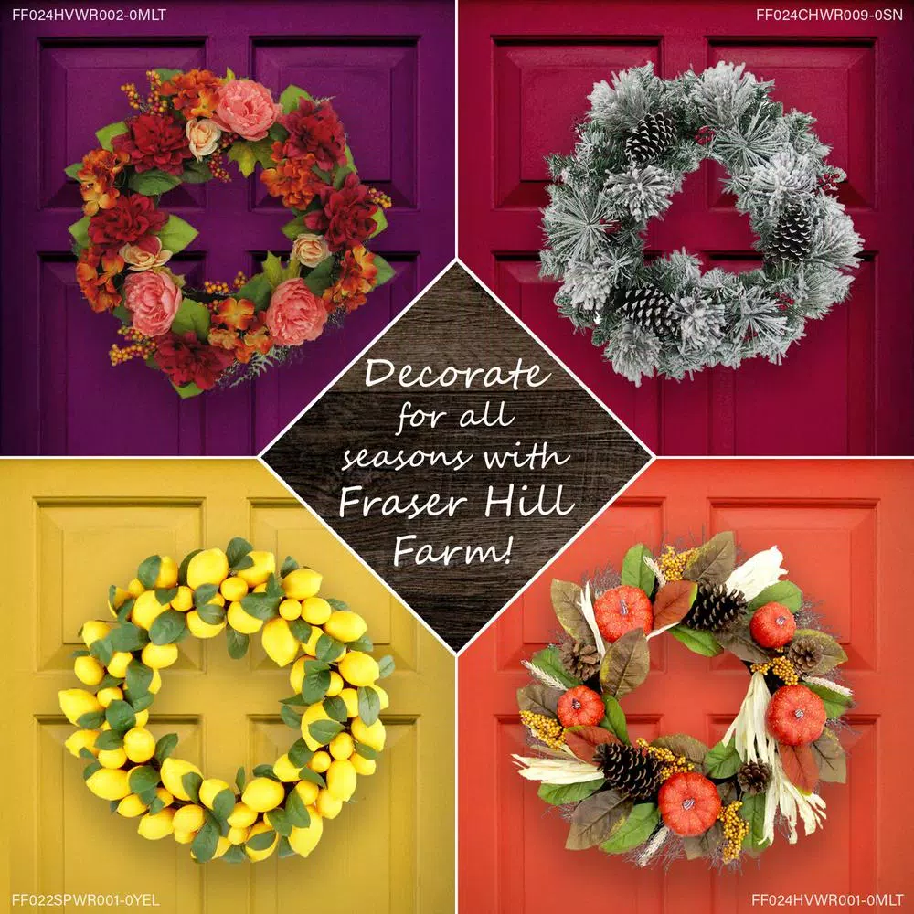 Christmas Greenery Fraser Hill Farm 24 In. Artificial Christmas Wreath With Pinecones, Burlap Bows And Wooden Truck Decoration 5 Christmas Greenery Fraser Hill Farm 24 In. Artificial Christmas Wreath With Pinecones, Burlap Bows And Wooden Truck Decoration - Image 5