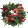 Christmas Greenery Fraser Hill Farm 24 In. Artificial Christmas Wreath With Pinecones, Burlap Bows And Wooden Truck Decoration