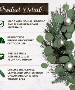 Christmas Greenery Fraser Hill Farm 24 In. Artificial Christmas Wreath With Ornaments And Frosted Pine Branches -Christmas Tree Decorations Shop fraser hill farm christmas wreaths ff024chwr018 0gr 40 1000