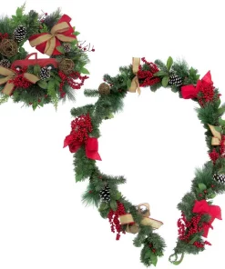 Christmas Greenery Fraser Hill Farm 24 In. Artificial Christmas Wreath With Garland, Pinecones, Bows, And Berries