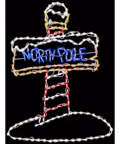 Outdoor Christmas Decorations Fraser Hill Farm 48 In. Christmas North Pole Sign With LED Lights