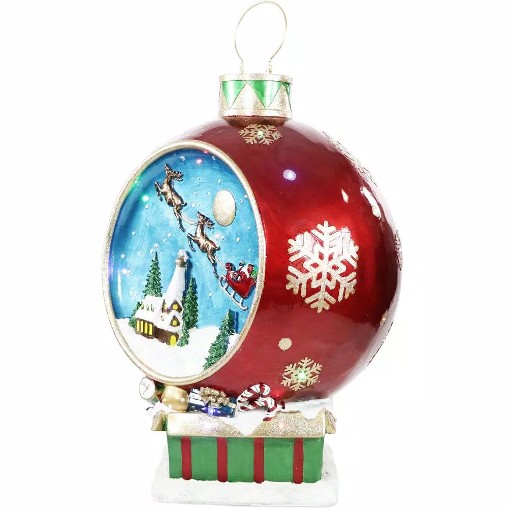 Outdoor Christmas Decorations Fraser Hill Farm 34.5 In. Christmas Musical Santa And Flying Sleigh Ornament In Red With Long-Lasting LED Lights 3 Outdoor Christmas Decorations Fraser Hill Farm 34.5 In. Christmas Musical Santa And Flying Sleigh Ornament In Red With Long-Lasting LED Lights - Image 3