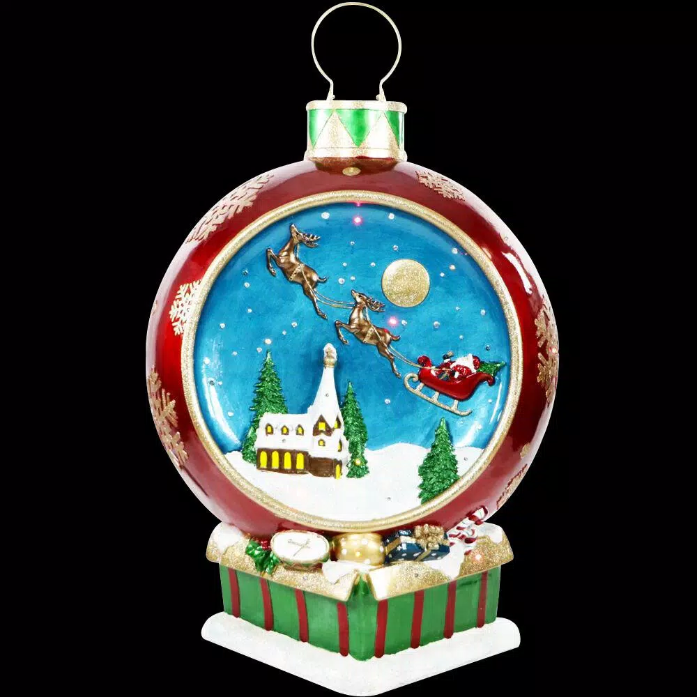 Outdoor Christmas Decorations Fraser Hill Farm 34.5 In. Christmas Musical Santa And Flying Sleigh Ornament In Red With Long-Lasting LED Lights 1 Outdoor Christmas Decorations Fraser Hill Farm 34.5 In. Christmas Musical Santa And Flying Sleigh Ornament In Red With Long-Lasting LED Lights