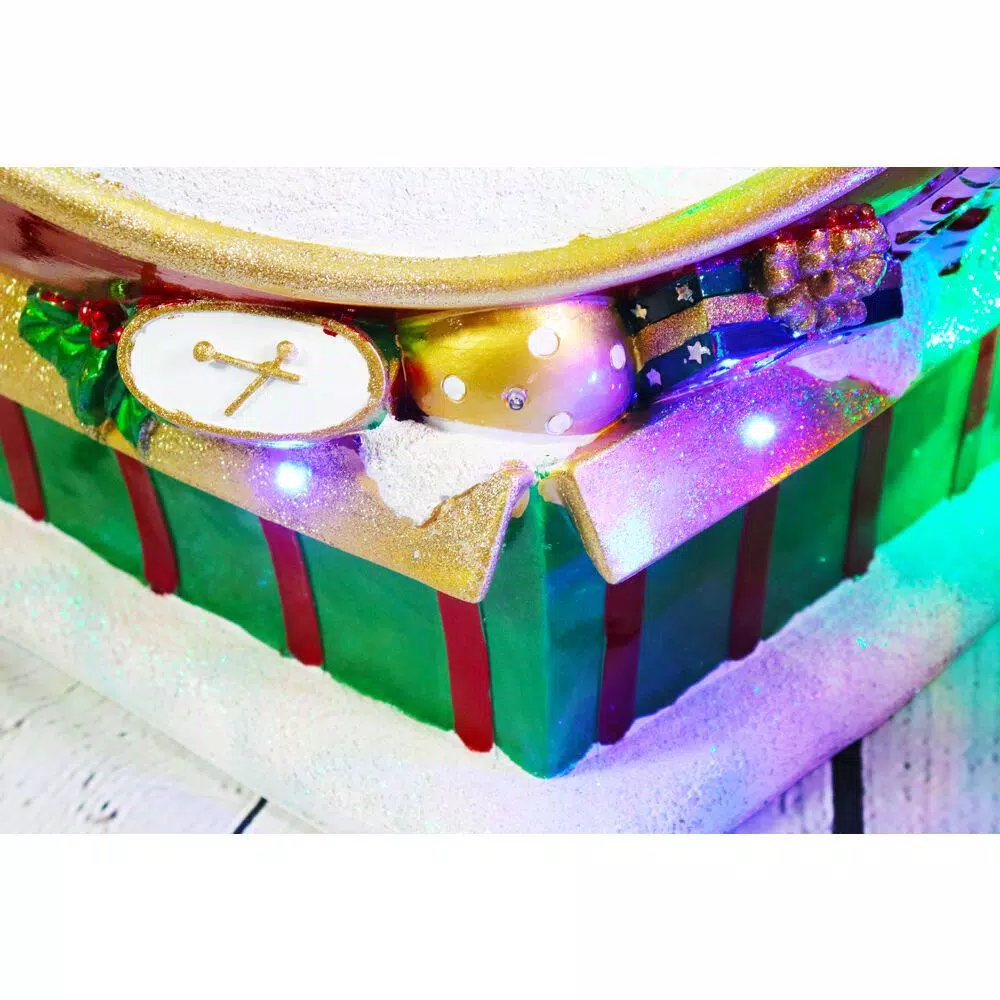 Outdoor Christmas Decorations Fraser Hill Farm 34.5 In. Christmas Musical Santa And Flying Sleigh Ornament In Red With Long-Lasting LED Lights 5 Outdoor Christmas Decorations Fraser Hill Farm 34.5 In. Christmas Musical Santa And Flying Sleigh Ornament In Red With Long-Lasting LED Lights - Image 5