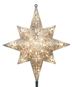 Christmas Tree Decorations GE Holiday Classics 11 In. 16-Light Silver Glittered Bethlehem Star Tree Top