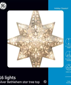 Christmas Tree Decorations GE Holiday Classics 11 In. 16-Light Silver Glittered Bethlehem Star Tree Top 13 Christmas Tree Decorations GE Holiday Classics 11 In. 16-Light Silver Glittered Bethlehem Star Tree Top -Christmas Tree Decorations Shop ge christmas tree toppers 71080hd c3 1000