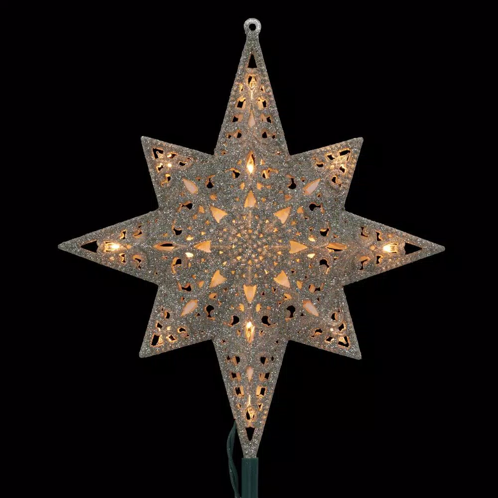 Christmas Tree Decorations GE Holiday Classics 11 In. 16-Light Silver Glittered Bethlehem Star Tree Top 2 Christmas Tree Decorations GE Holiday Classics 11 In. 16-Light Silver Glittered Bethlehem Star Tree Top - Image 2