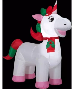 Outdoor Christmas Decorations Gemmy 3.25 Ft. H X 3.5 Ft. L Airblown Inflatable Christmas Unicorn