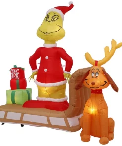 Outdoor Christmas Decorations Gemmy 6 Ft. Tall Airblown Inflatable Grinch And Max On Sled Scene -Christmas Tree Decorations Shop gemmy christmas inflatables 111796x 44 1000