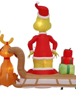 Outdoor Christmas Decorations Gemmy 6 Ft. Tall Airblown Inflatable Grinch And Max On Sled Scene -Christmas Tree Decorations Shop gemmy christmas inflatables 111796x 66 1000