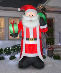 Outdoor Christmas Decorations Gemmy 8 Ft. Tall Airblown Inflatable Santa With Fuzzy Plush Fabric -Christmas Tree Decorations Shop gemmy christmas inflatables 114622x 4f 1000