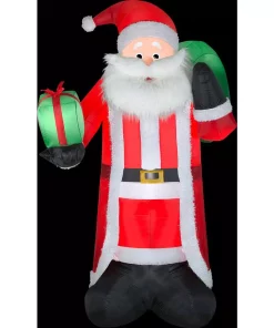 Outdoor Christmas Decorations Gemmy 8 Ft. Tall Airblown Inflatable Santa With Fuzzy Plush Fabric