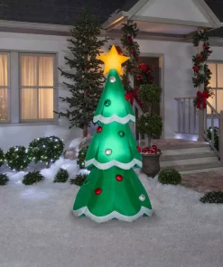 Outdoor Christmas Decorations Gemmy 3 Ft. W X 3 Ft. D X 7 Ft. H Airblown Inflatable Christmas Tree With Metallic Ornaments -Christmas Tree Decorations Shop gemmy christmas inflatables 114979x 4f 1000