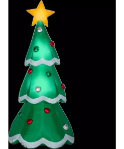 Outdoor Christmas Decorations Gemmy 3 Ft. W X 3 Ft. D X 7 Ft. H Airblown Inflatable Christmas Tree With Metallic Ornaments