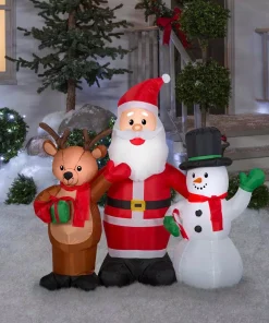 Outdoor Christmas Decorations Gemmy 4 Ft. Tall Airblown Inflatable Santa And Friends Trio -Christmas Tree Decorations Shop gemmy christmas inflatables 117086x 4f 1000